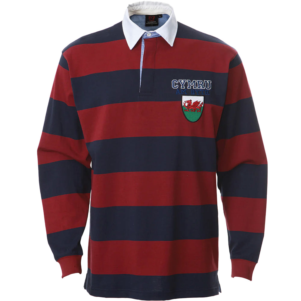 Oxford Stripe Long Sleeve Cymru Rugby Shirt