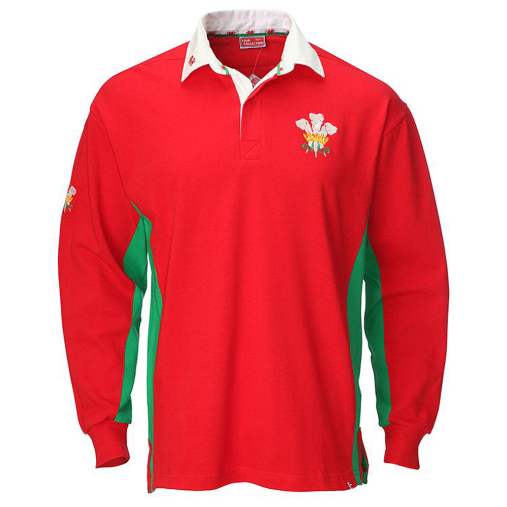 Tour Long Sleeve Welsh Rugby Shirt | Classic Heritage-Inspired Rugby Top with Traditional Collar | Durable, Comfortable & Stylish Sportswear | Welsh Dragon Pride | Perfect for Fans & Players