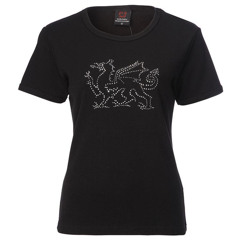 Ladies Welsh Diamante Dragon Skinni T-Shirt | Slim-Fit Women's Tee with Sparkling Diamante Red Dragon Design | Stylish, Comfortable & Durable for Festivals, Events & Everyday Welsh Pride