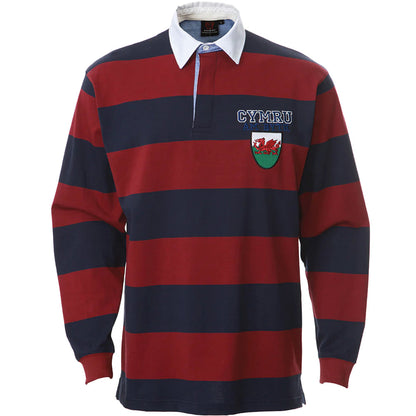 Oxford Stripe Long Sleeve Cymru Rugby Shirt